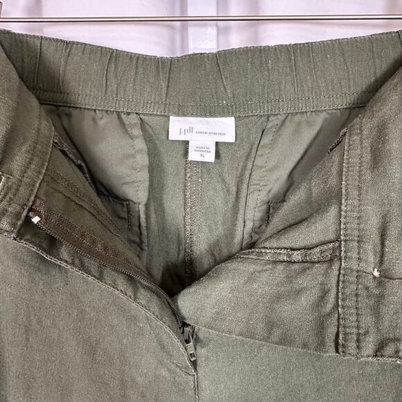 J.Jill Women's‎ XL Linen Stretch Wide Leg Ankle Pants Olive Green Classic Staple - Picture 3 of 9